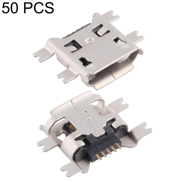50 PCS Micro USB 5P/F Heavy Plate Fixed Foot 1.17 with Crimping, H Type