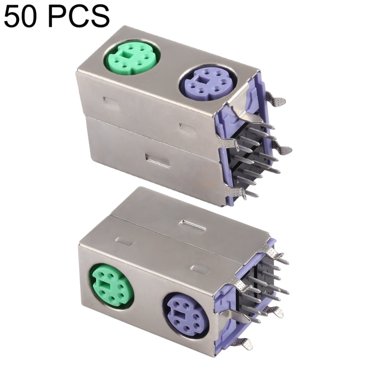 50 PCS PS2 Green and Purple Band Connector with Production Date, Electroplated Nickel Shell, Semi-tin 1u
