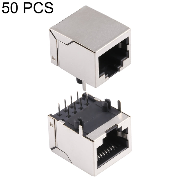 50 PCS RJ45 Shell Housing 18mm Connector without LED Light, No Shrapnel, H Type