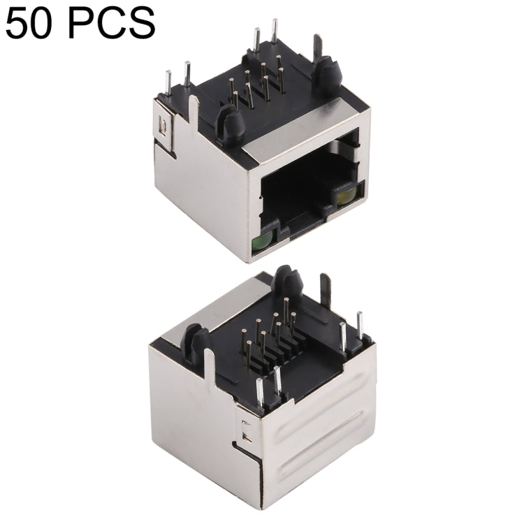 50 PCS RJ45 Shell Housing 15mm Connector with LED Light, No Shrapnel, H Type
