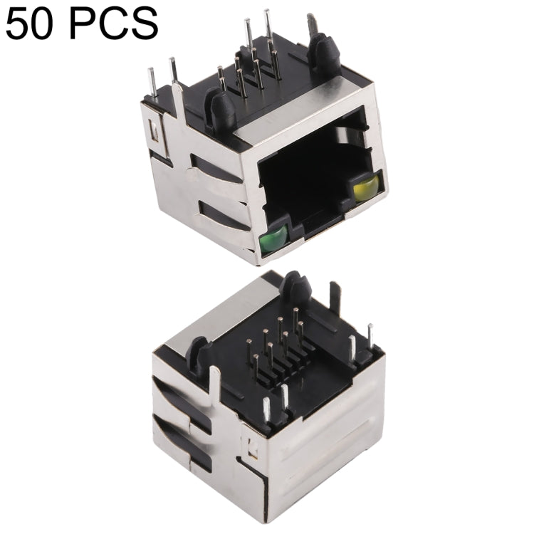 50 PCS RJ45 Shell Housing 15mm Connector with LED Light & Shrapnel, H Type