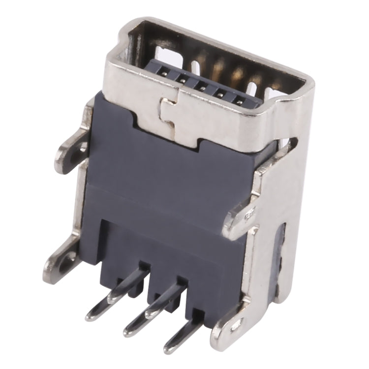 50 PCS Mini USB 90 Degrees 4 Foot Pin Black Plastic Core Copper Shell Electroplated Nickel Connector