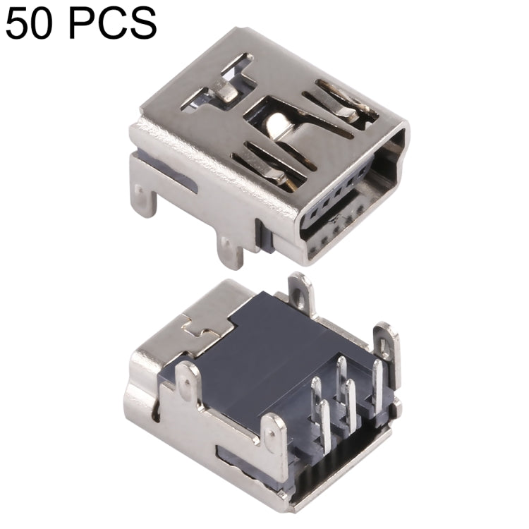 50 PCS Mini USB 90 Degrees 4 Foot Pin Black Plastic Core Copper Shell Electroplated Nickel Connector