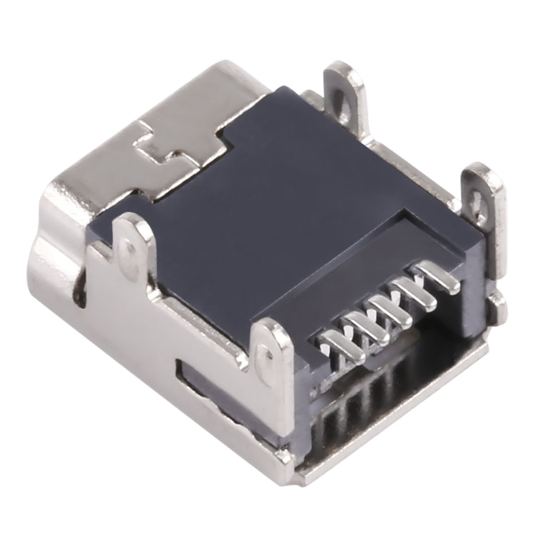 50 PCS Mini USB 5P/F SMT 4 Foot Pin LCP Black Plastic Core Copper Shell Electroplated Nickel Connector