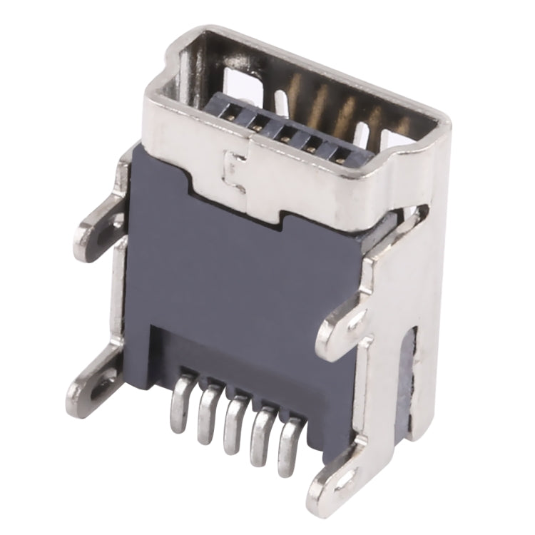50 PCS Mini USB 5P/F SMT 4 Foot Pin LCP Black Plastic Core Copper Shell Electroplated Nickel Connector