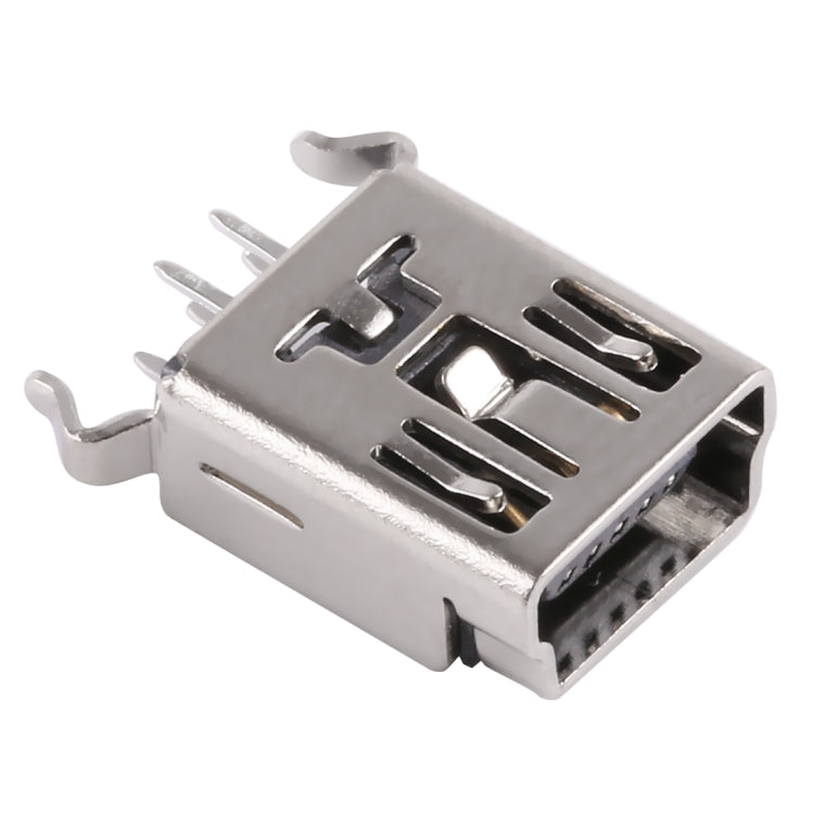 50 PCS Mini USB 5P/F 180 Degrees Straight Plug Bent Foot, LCP Black, Copper Shell, Terminal Electroplating Semi-tin 1u