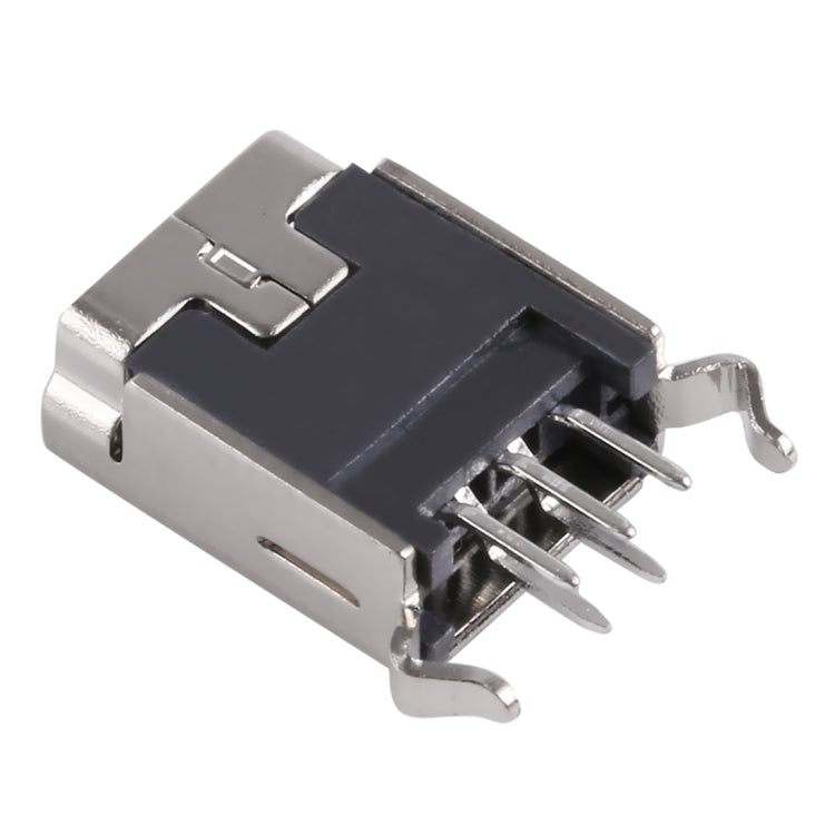 50 PCS Mini USB 5P/F 180 Degrees Straight Plug Bent Foot, LCP Black, Copper Shell, Terminal Electroplating Semi-tin 1u