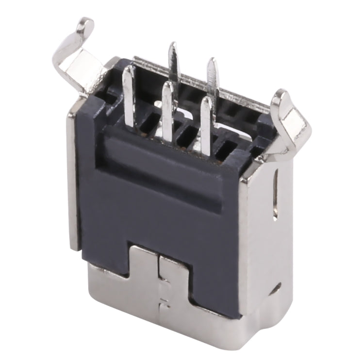50 PCS Mini USB 5P/F 180 Degrees Straight Plug Bent Foot, LCP Black, Copper Shell, Terminal Electroplating Semi-tin 1u