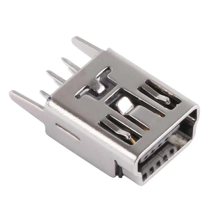 50 PCS Mini USB 5P/F 180 Degrees Straight Plug Straight Foot, LCP Black, Copper Shell, Terminal Electroplating Semi-tin 1u