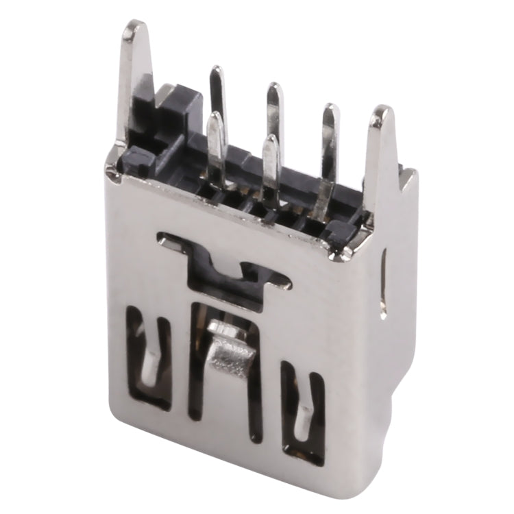 50 PCS Mini USB 5P/F 180 Degrees Straight Plug Straight Foot, LCP Black, Copper Shell, Terminal Electroplating Semi-tin 1u