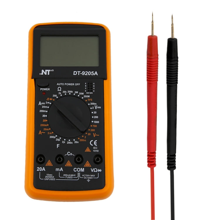 NT9205A Universal High Accuracy General Multimeters Manual Range Digital Volt Meter Digital LCD Count Handheld Universal Meter