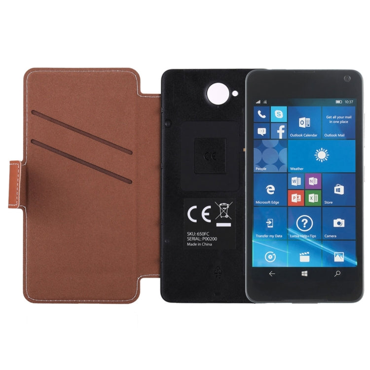 For Microsoft Lumia 650 Horizontal Flip Leather Case with Card Slot + Back Cover with NFC Sticker(Brown)