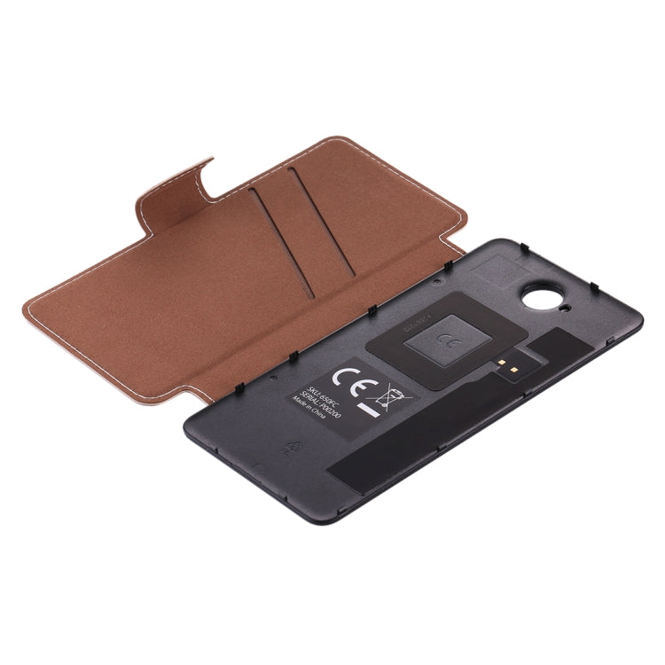 For Microsoft Lumia 650 Horizontal Flip Leather Case with Card Slot + Back Cover with NFC Sticker(Brown)
