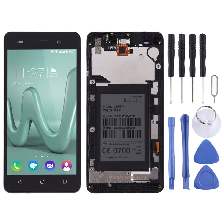 TFT LCD Screen for Wiko Lenny 3 Digitizer Full Assembly with Frame(Black)