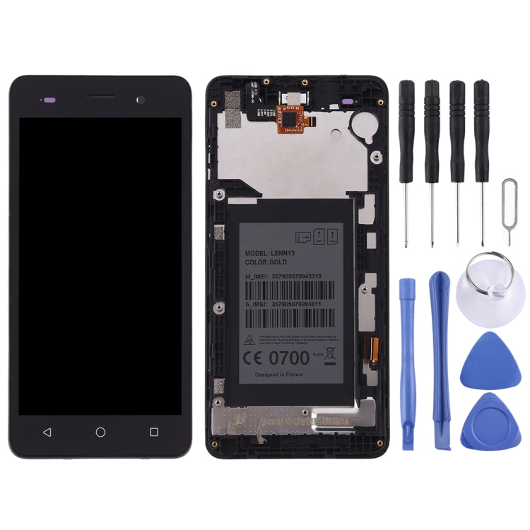 TFT LCD Screen for Wiko Lenny 3 Digitizer Full Assembly with Frame(Black)