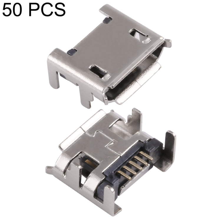 50 PCS Micro USB 5P/F Fixed Foot 7.2 Short Needle with Crimping, D Type