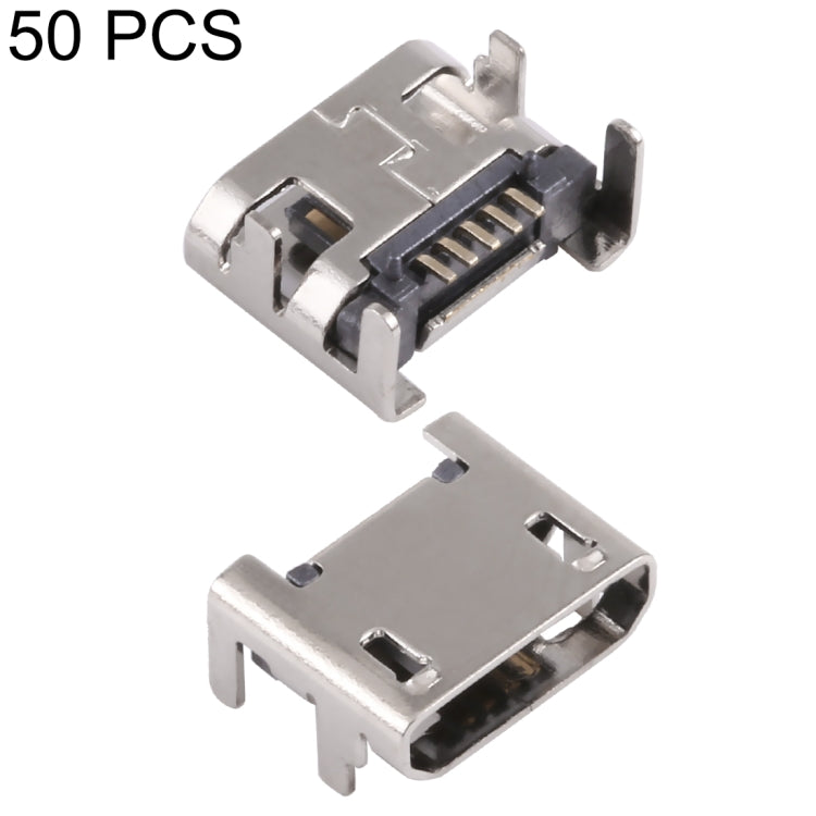 50 PCS Micro USB 5P/F Fixed Foot 7.2 Short Needle without Crimping, D Type
