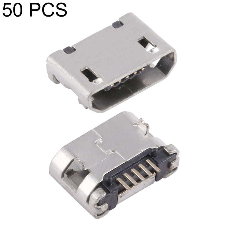 50 PCS Micro USB 5P/F Fixed Foot 5.9 with Positioning Column, without Crimping, J Type