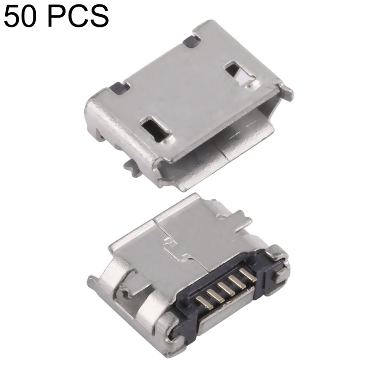 50 PCS Micro USB 5P/F Fixed Foot 5.9 with Positioning Column & Crimping, J Type
