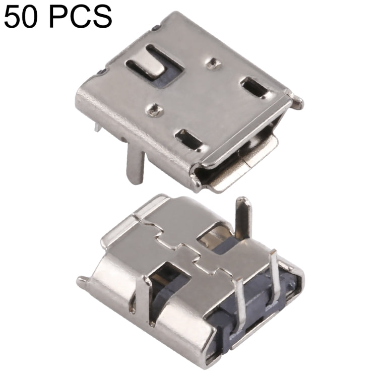 50 PCS Micro USB 2P/F 90 Degrees Socket Connector, H Type
