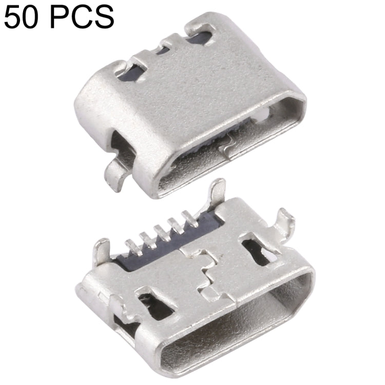 50 PCS Micro USB 5P/F Connector Fixed Foot for Opposite without Crimping