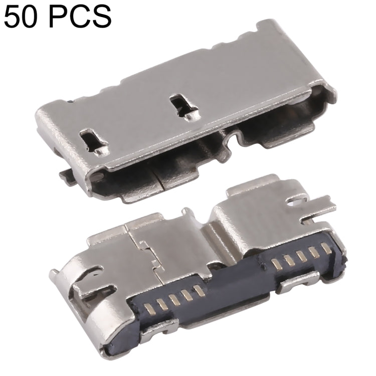 50 PCS Micro USB 3.0 10P/F Fixed Foot Full Patch with H Band Edge