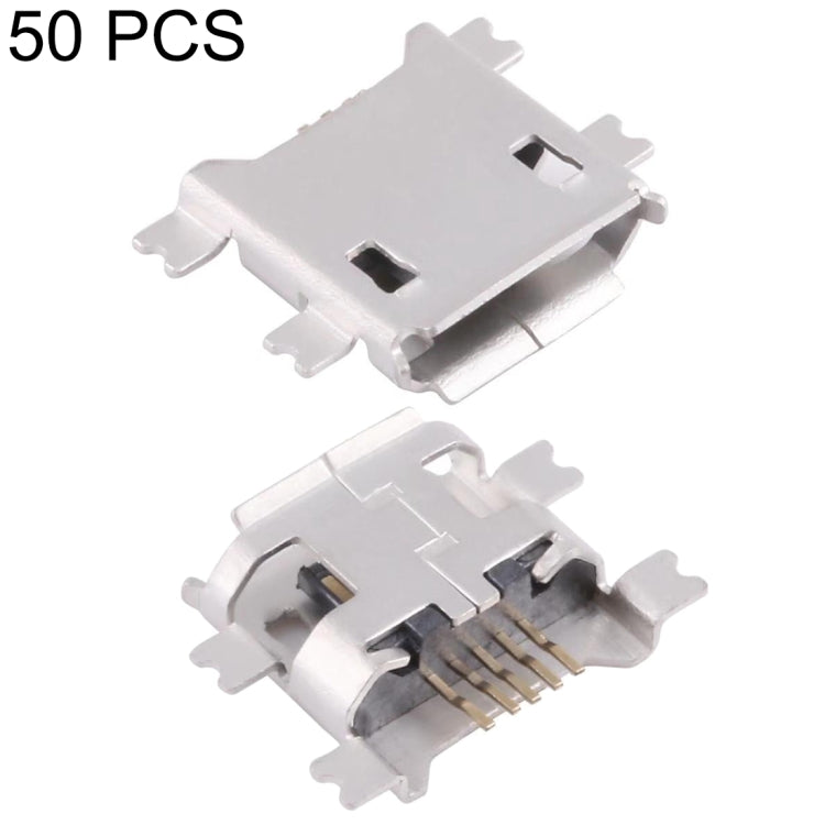 50 PCS Micro USB 5P/F SMT Heavy Plate Fixed Foot 1.27 with Crimping, H Type