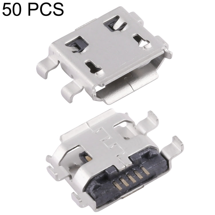 50 PCS Micro USB 5P/F Heavy Plate Fixed Foot 0.8 with Crimping, H Type
