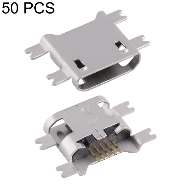 50 PCS Micro USB 5P/F Heavy Plate Fixed Foot 1.17 without Crimping, H Type