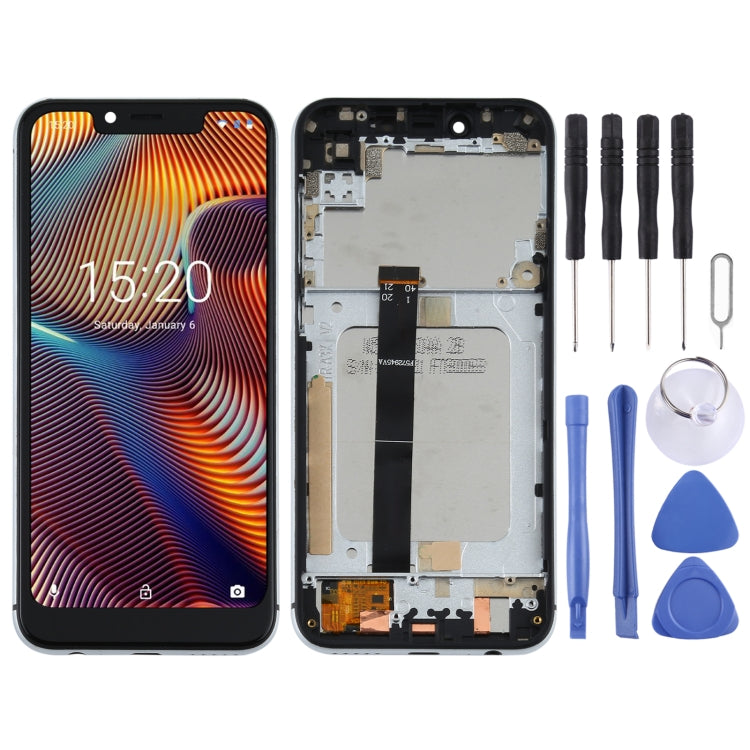 Original LCD Screen for Umidigi A3 Pro Digitizer Full Assembly With Frame (Silver)