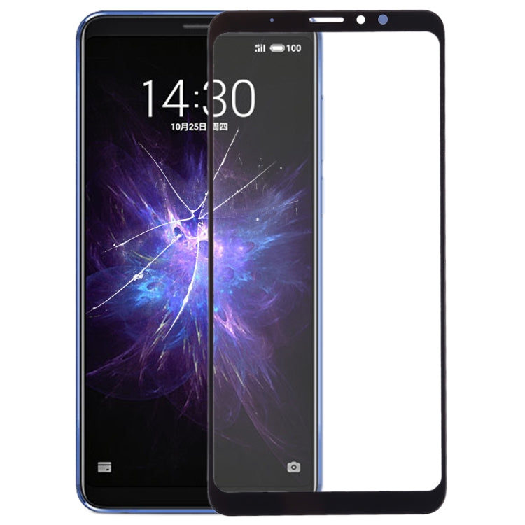 For Meizu Note 8 Front Screen Outer Glass Lens (Black)