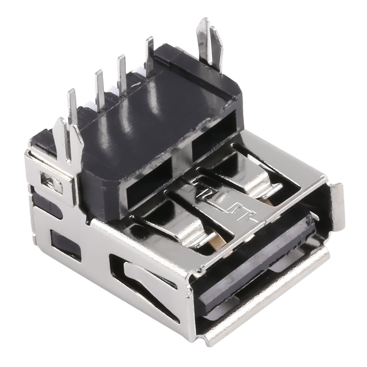 50 PCS USB 2.0 Connector AF 90 Degrees Fixed Foot Harpoon with Back Cover and High Black Rubber Core Copper Shell, H type