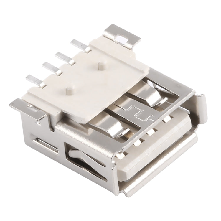50 PCS USB 2.0 Connector AF Terminal Fixation Foot Pole Spacing 1.2, LCP Beige Yellow, Iron Case, Electroplated Semi-tin 1u
