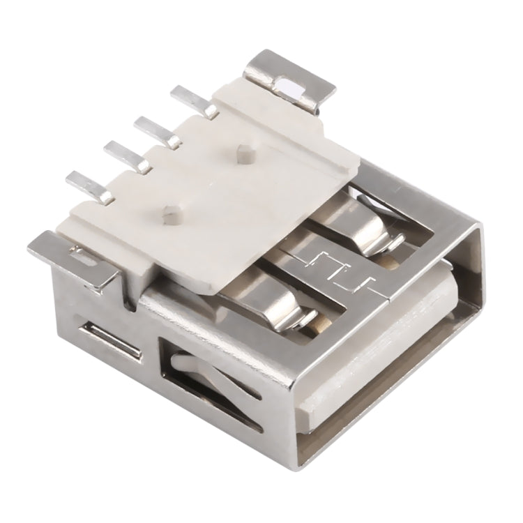 50 PCS USB 2.0 Connector AF Terminal Fixation Pin without Coil, Side Column Spacing 1.2, LCP Beige Yellow, Iron Case, Electroplated Semi-tin 1u