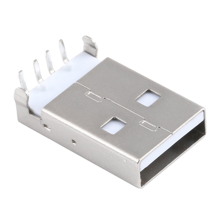 50 PCS USB 2.0 AM 90 Degrees Socket Connector, PBT White, Iron Case, Electroplated Semi-tin 1u