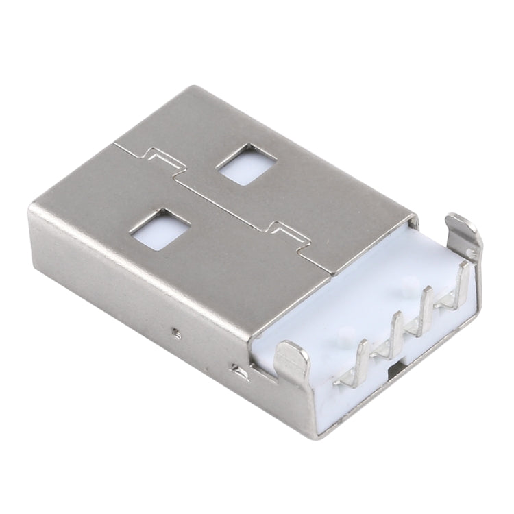 50 PCS USB 2.0 AM 90 Degrees Socket Connector, PBT White, Iron Case, Electroplated Semi-tin 1u