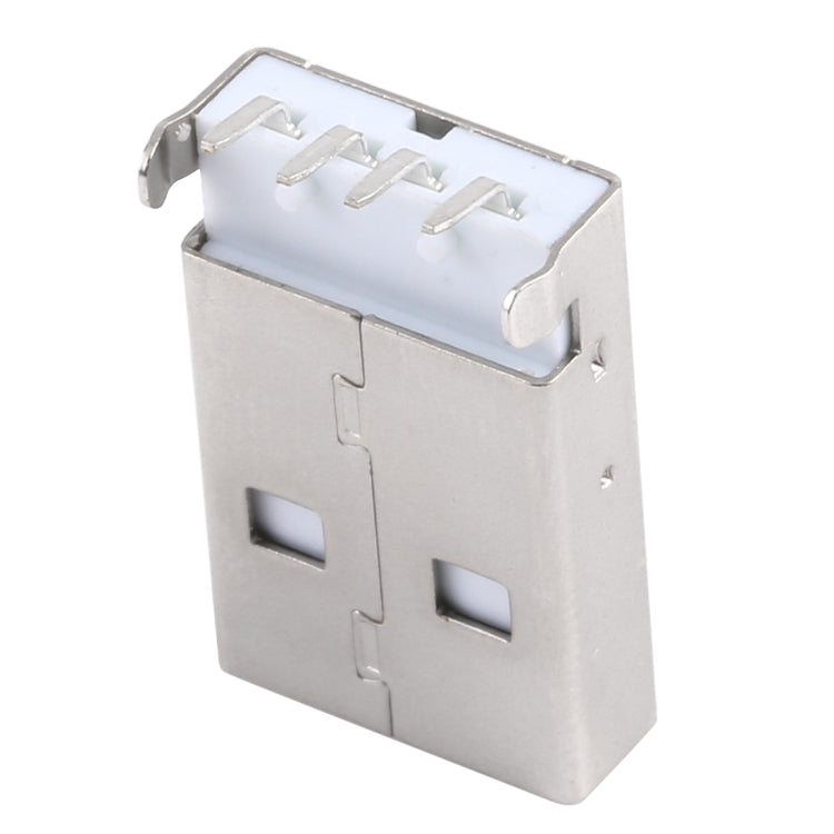 50 PCS USB 2.0 AM 90 Degrees Socket Connector, PBT White, Iron Case, Electroplated Semi-tin 1u