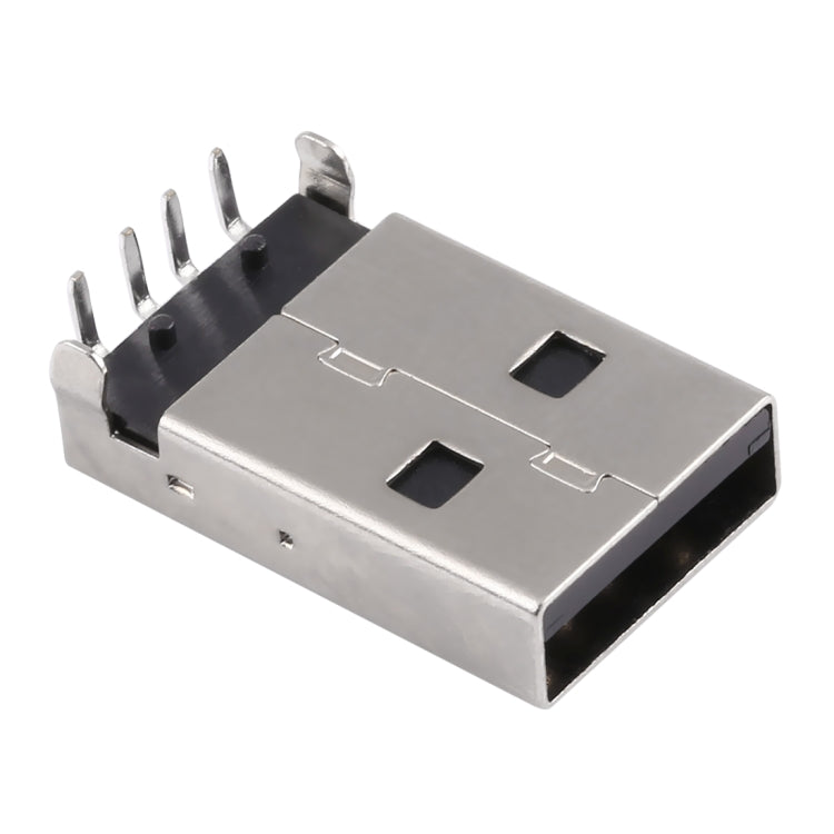 50 PCS USB 2.0 AM 90 Degrees Socket Connector, PBT Black, Iron Case, Electroplated Semi-tin 1u