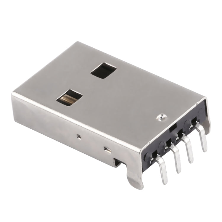 50 PCS USB 2.0 AM 90 Degrees Socket Connector, PBT Black, Iron Case, Electroplated Semi-tin 1u