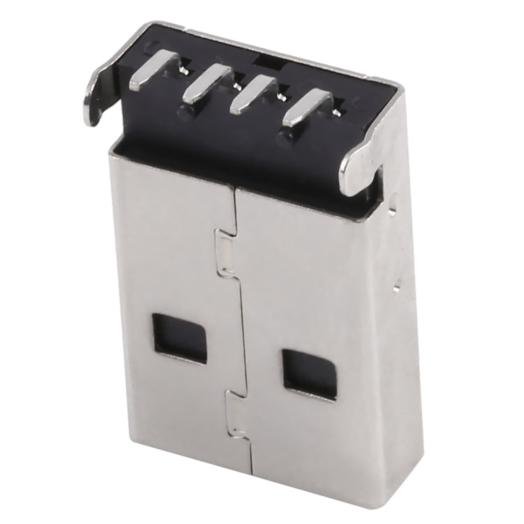 50 PCS USB 2.0 AM 90 Degrees Socket Connector, PBT Black, Iron Case, Electroplated Semi-tin 1u