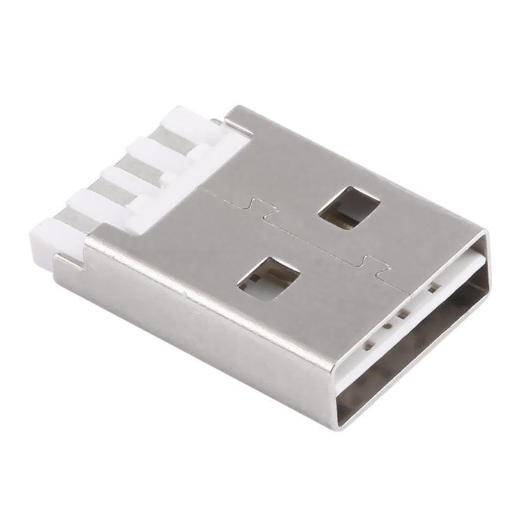 50 PCS USB 2.0 AM Short Body Plastic Core White Shell Iron Welding Line Socket Connector, H Type