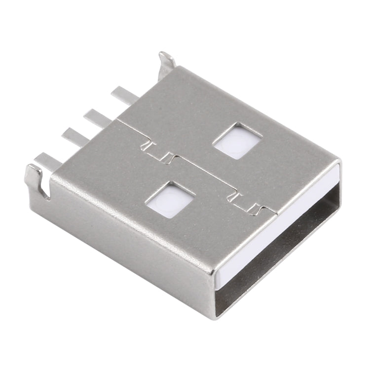 50 PCS USB 2.0 AM Connector Short Solder Wire Double Sides Insert, White Rubber Core Shell, H Type