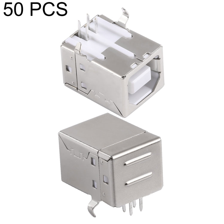50 PCS USB 2.0 BF 4 Pin 90 Degrees White Jelly Core Iron Case Socket Connector, H Type