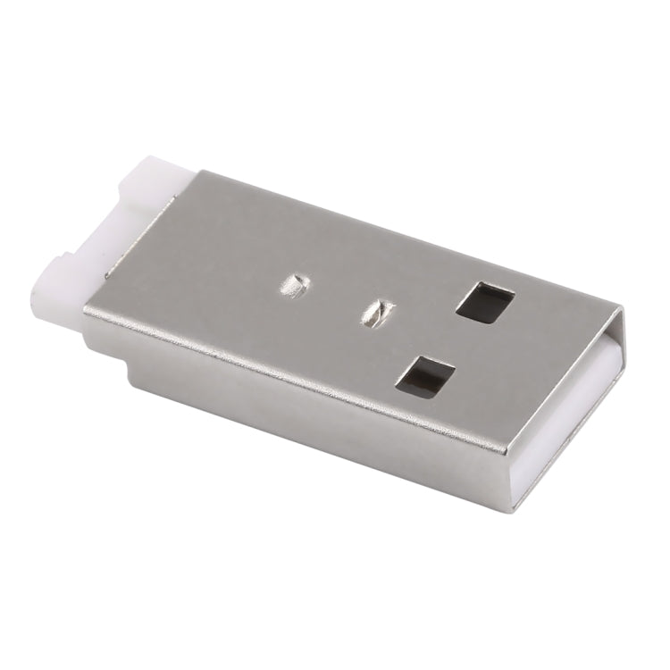 50 PCS USB 2.0 AM Connector Short Solder Wire, White Rubber Core Shell Iron, H Type
