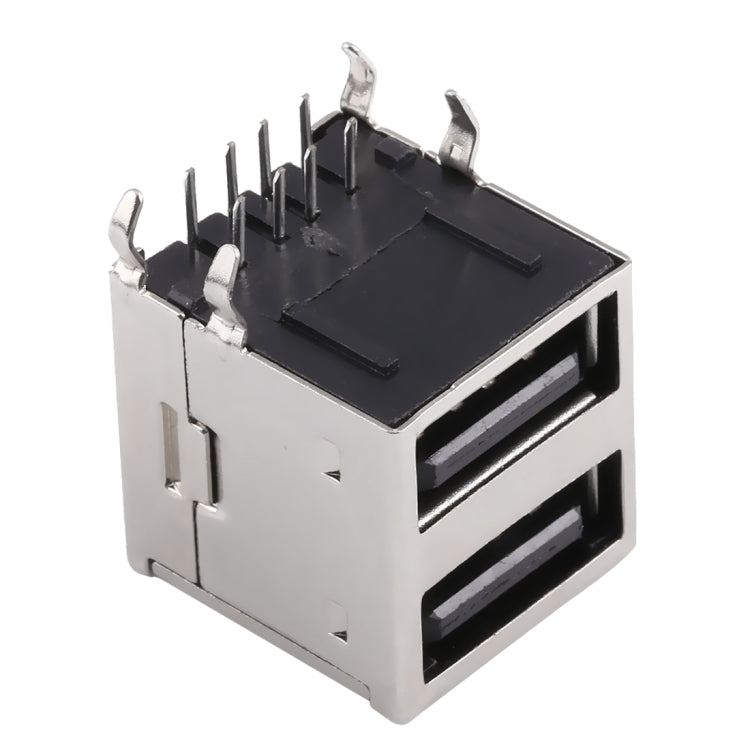 50 PCS USB 2.0 Connector AF 90 Degrees Dual Layer, Black Shell Core, H type