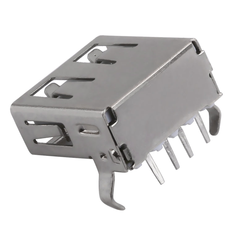 50 PCS USB 2.0 AF 90 Degrees Bent Feet Connector without Edge, PBT White, Iron Case, Electroplated Semi-tin 1u