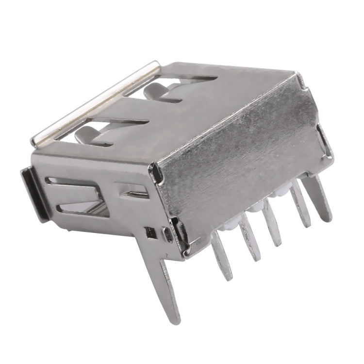 50 PCS USB 2.0 AF 90 Degrees Straight Feet Connector with Edge, PBT White, Iron Case, Electroplated Semi-tin 1u