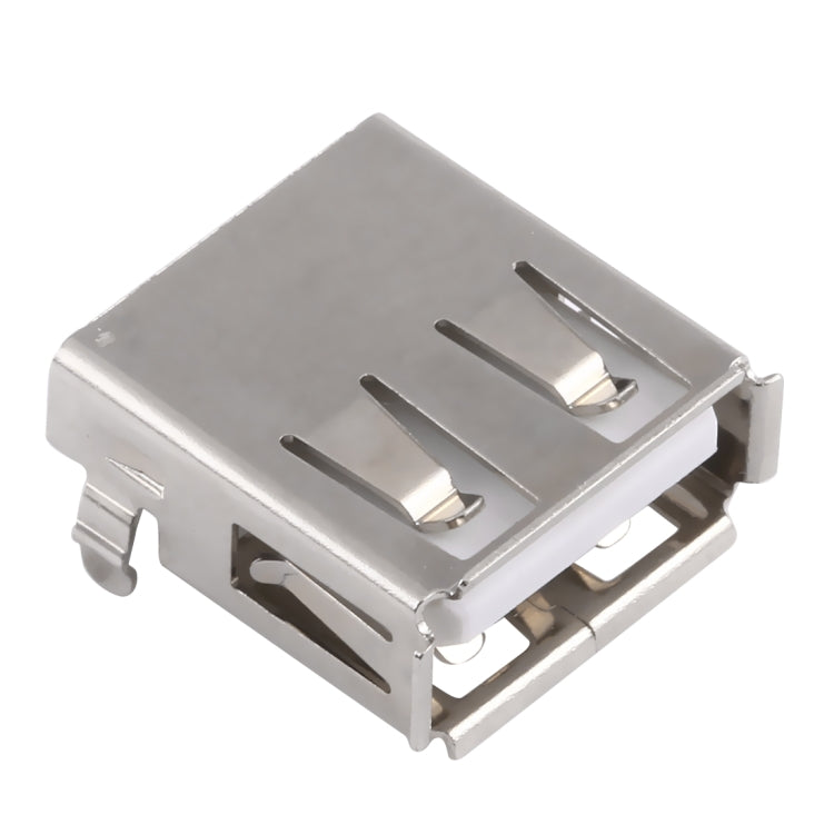 50 PCS USB 2.0 AF 90 Degrees Heavy Plate Connector with Edge, PBT White, Iron Case, Electroplated Semi-tin 1u