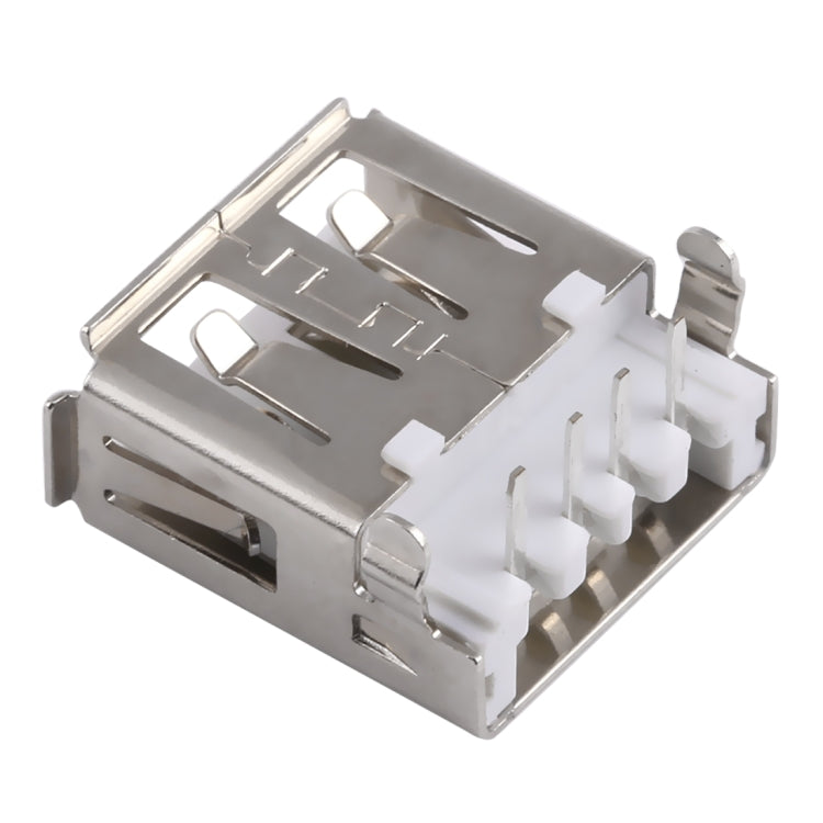 50 PCS USB 2.0 AF 90 Degrees Heavy Plate Connector with Edge, PBT White, Iron Case, Electroplated Semi-tin 1u