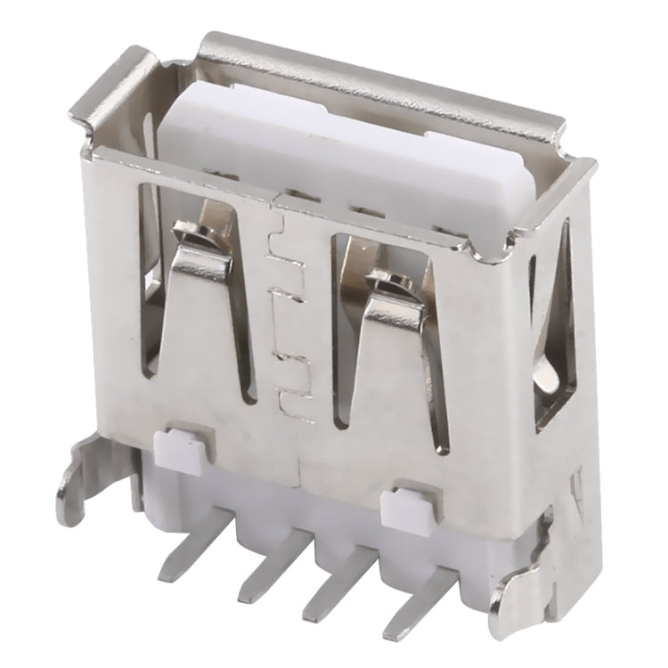 50 PCS USB 2.0 AF 90 Degrees Heavy Plate Connector with Edge, PBT White, Iron Case, Electroplated Semi-tin 1u